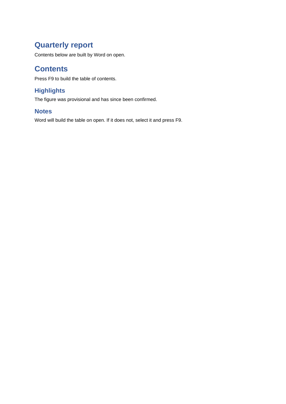 A document with a table of contents, a footnote and a link, page 1